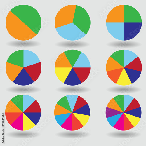 pie graph circle chart set illustration round vector