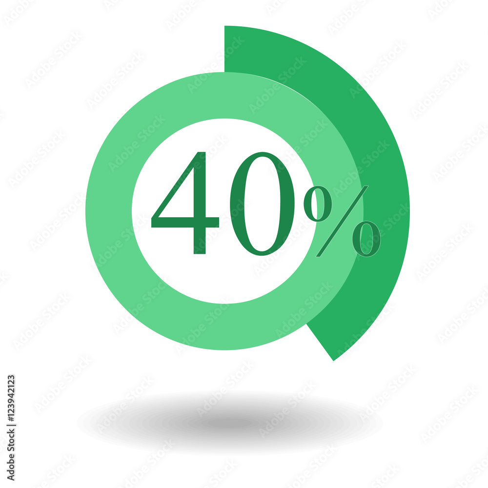 Business colorful pie chart circle graph 40 % green vector illustration Business colorful pie chart circle graph 40 % green vector illustration