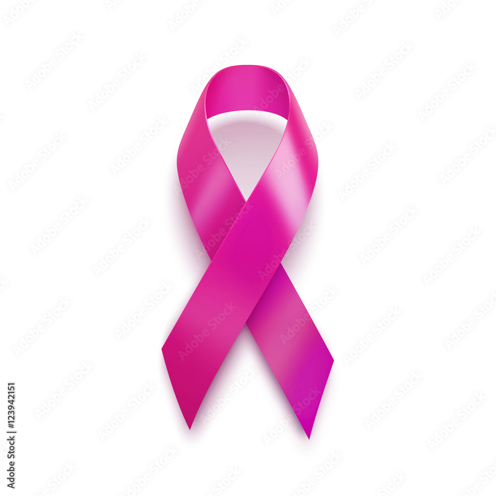 Realistic pink ribbon. 3D icon. Vector illustration, isolated on white. Realistic pink ribbon. 3D icon. Vector illustration, isolated on white.