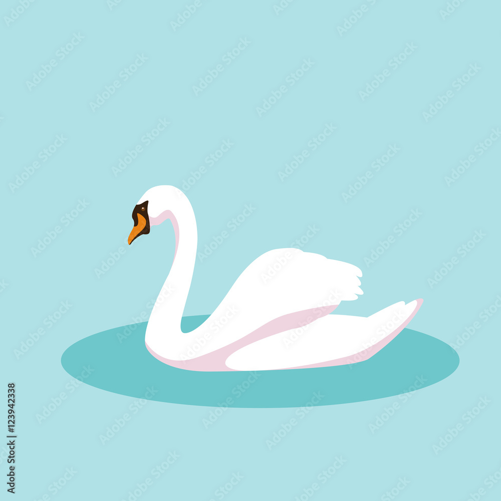Naklejka premium swan vector illustration style Flat