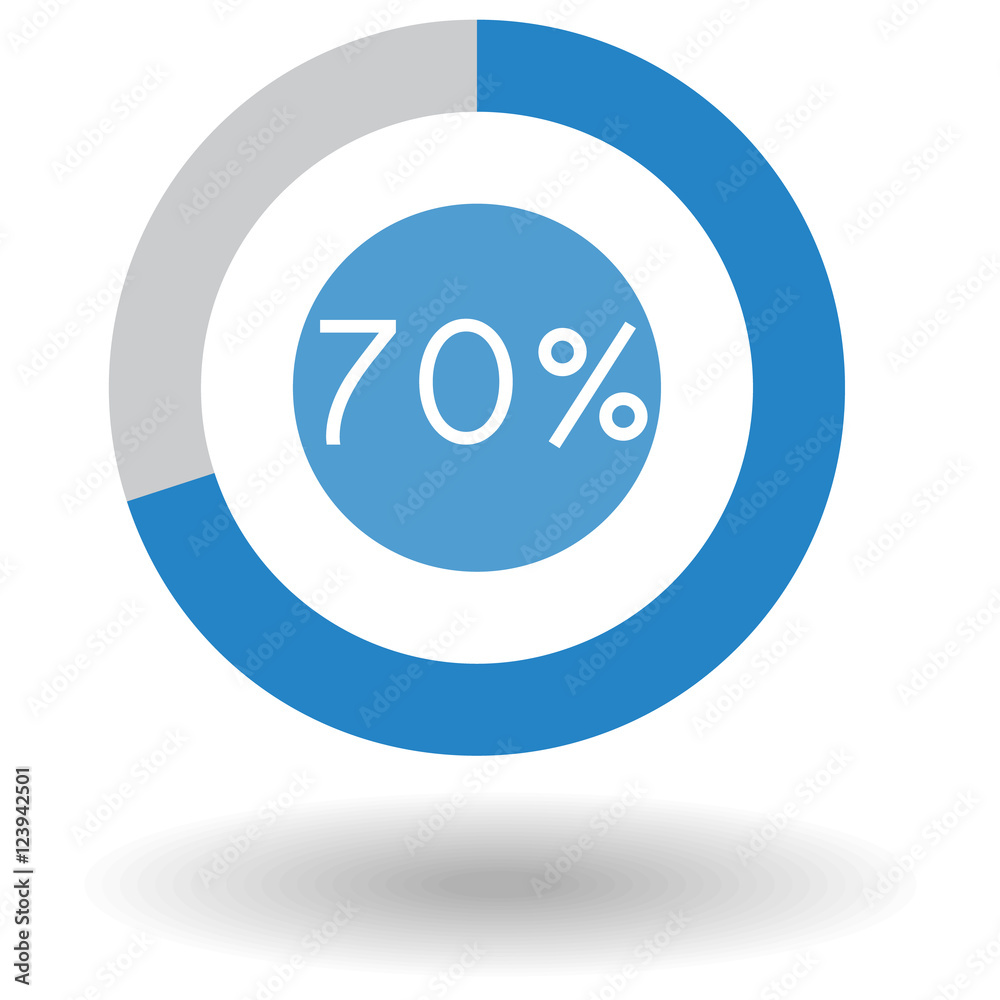 Icon business colorful pie chart circle graph 70 % blue vector illustration Icon business colorful pie chart circle graph 70 % blue vector illustration
