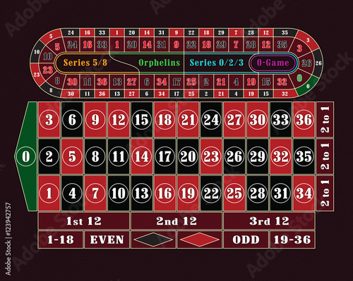 Traditional European Roulette Table raster illustration