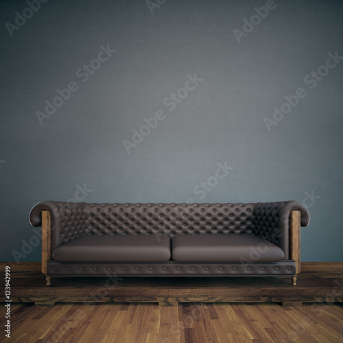 Fototapeta Naklejka Na Ścianę i Meble -  Interior with brown sofa