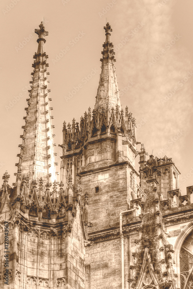 York Minster Spirelet Towers HDR sepia tone