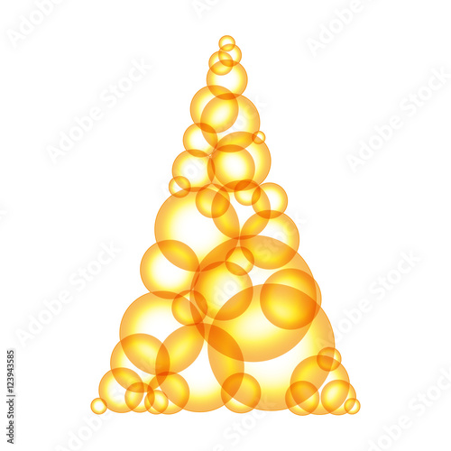 Simple yellow or hot xmas tree made form bubbles