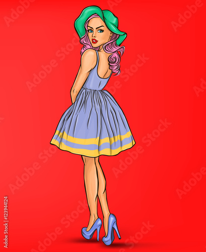 Vector illustration of sexy girl in hat