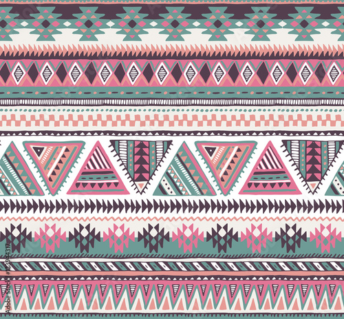 Colorful vector seamless pattern with hand drawn ethnic elements.