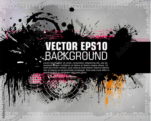 Grunge background with a colorful rainbow ink splat effect