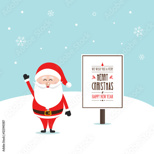 santa claus happy wave merry christmas sign