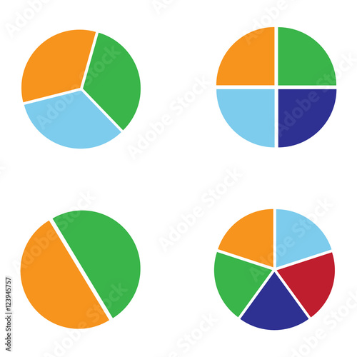 Graph circle set. Pie graph. 4 pie graphs illustration round vector