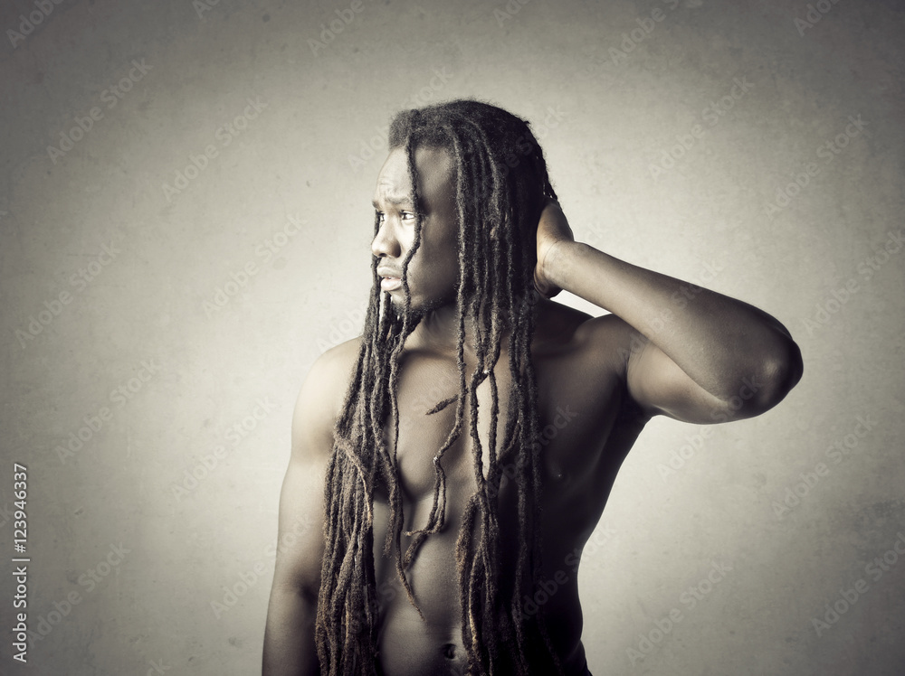 Naked African man with long dreadlocks Stock Photo Adobe Stock