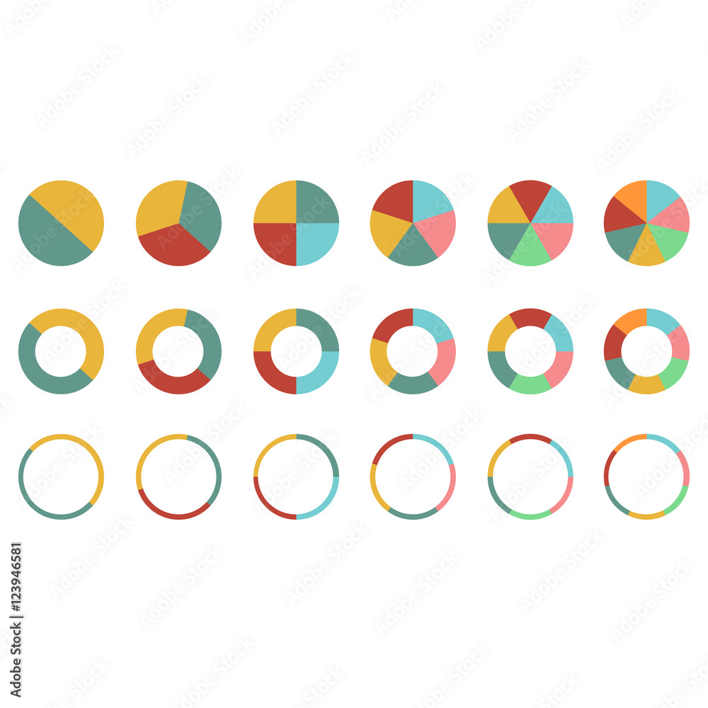 pie graph 2 3 4 5 6 7 circle chart set illustration round vector pie graph 2 3 4 5 6 7 circle chart set illustration round vector