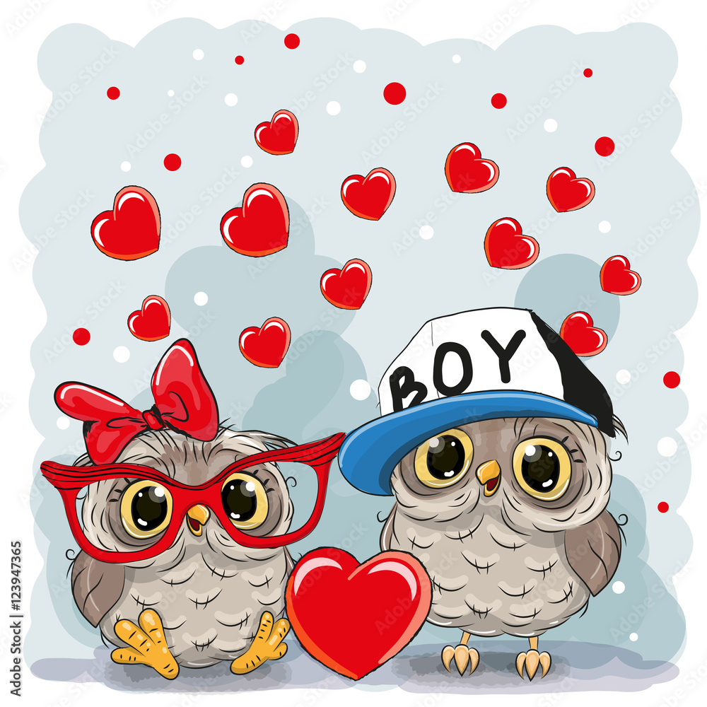 Fototapeta premium Two Cute Owls