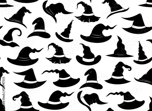 Seamless witch hats isolated on white