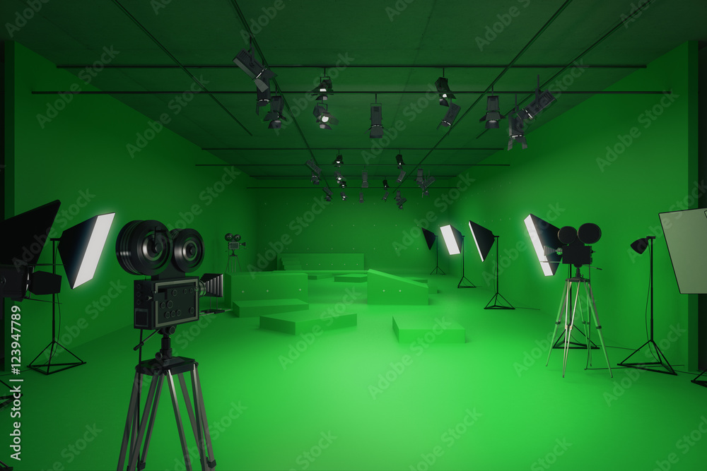 Fototapeta premium Modern green photo studio