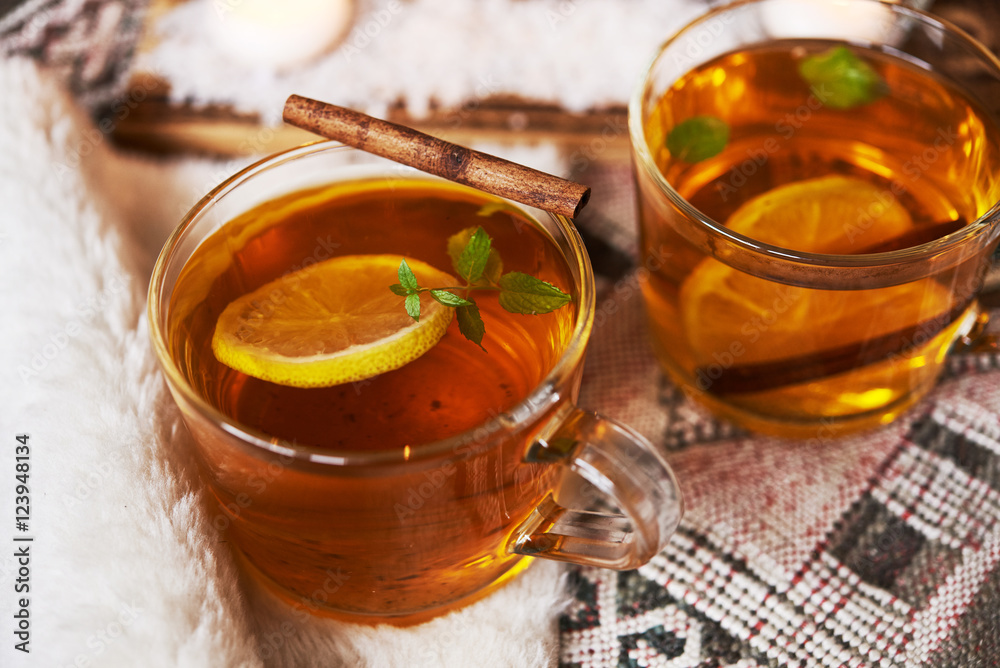tea with lemon and mint tea with lemon and mint