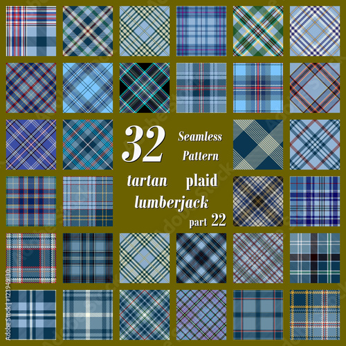 Set of thirty two tartan seamless pattern