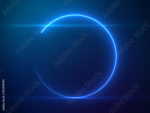 Beautiful Blue Circle Light with Lens Flare - Luxury Background Design Element