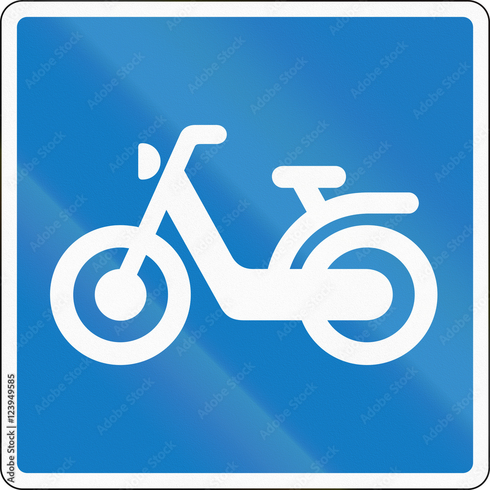 Road sign used in Denmark - moped route Road sign used in Denmark - moped route