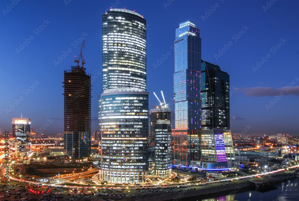 Moscow international business center Moscow City at night