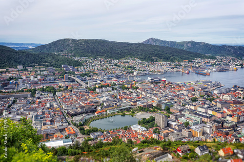 View on Bergen and harbor from the mountain