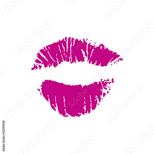 Sexy lipstick kiss print icon. Isolated on white background. Vector illustration. 