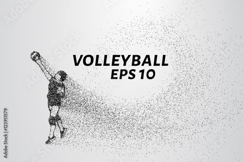 A volley of particles. Volleyball consists of small circles.