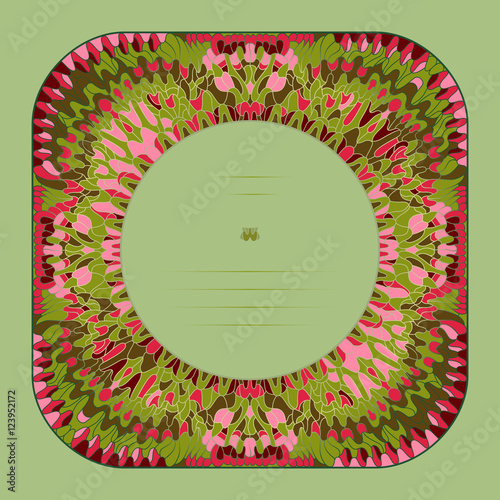 Vintage frame with tulips. Flower beds in a square shape. Blooms Group
placed on a plane.