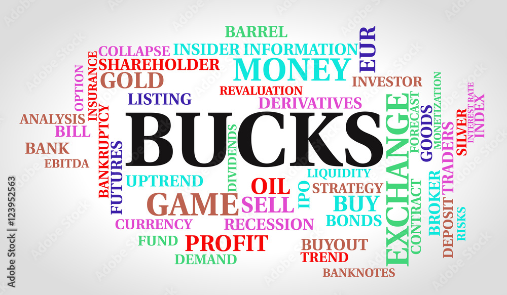 Fototapeta premium Bucks word cloud. Finance concept. Vector illustration.