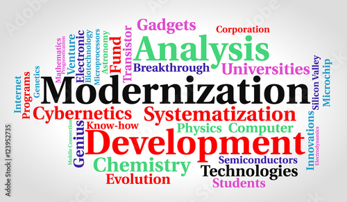 Modernization word cloud. Technology concept. Vector illustration.