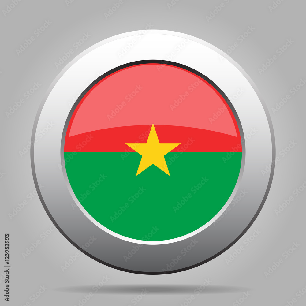 Flag of Burkina Faso. Shiny metal round button. Flag of Burkina Faso. Shiny metal round button.