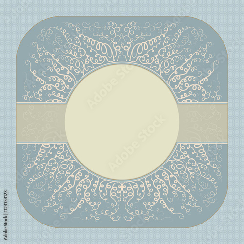 Square label for spa products. Making cosmetic natural resources.
Algae and bubbles arranged in a circle.