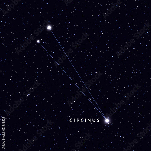 Sky Map with the name of the stars and constellations. Astronomical symbol constellation Circinus