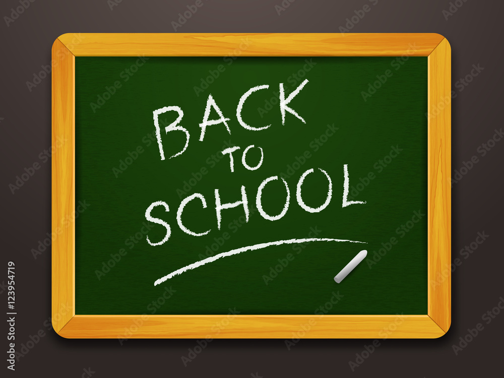 Fototapeta premium Blackboard with Back to school text vector illustration