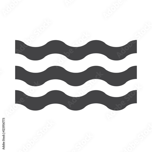 Abstract waves of water flat icon. Black. Raster illustration