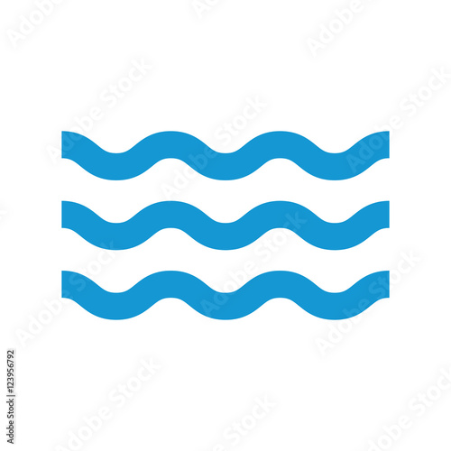 Abstract waves of water flat icon. Blue. Raster illustration