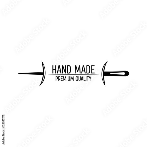 Retro Handmade, hand sewing and tailor shop logotype Design elements.Vintage badge and label
