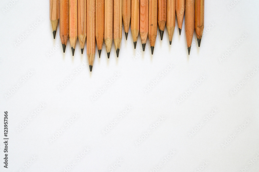 Fototapeta premium Wood made drawing pencils on white background
