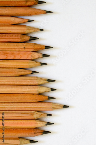 Wood made drawing pencils on white background