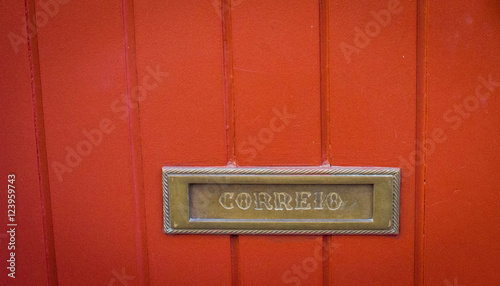 Letterbox close-up in Portuguese - correio photo