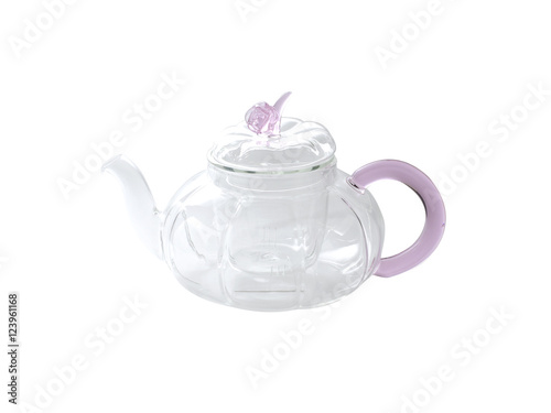 Empty glass teapot isolated on white background