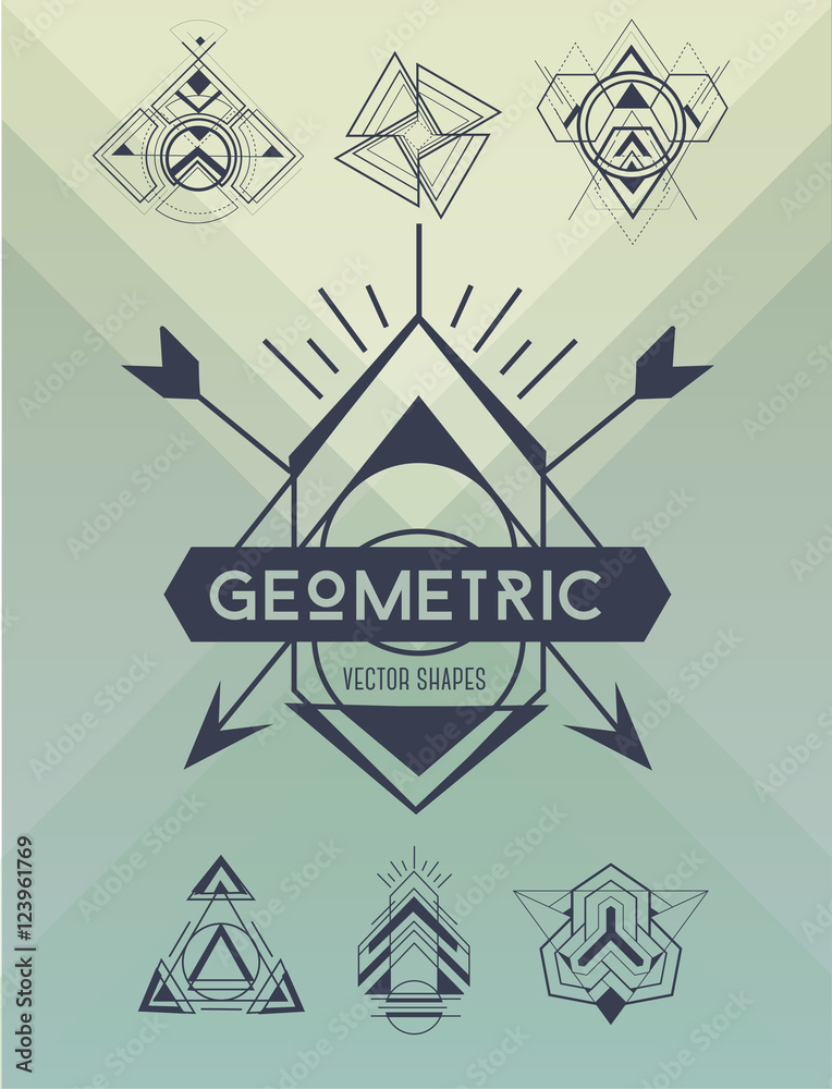 Universal different geometric vector shapes. Collection of desig