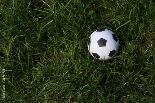 Soccer ball on grass. Close up