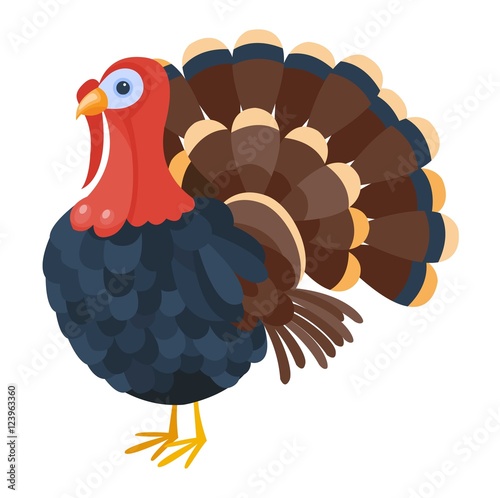 Cute cartoon turkey vector illustration