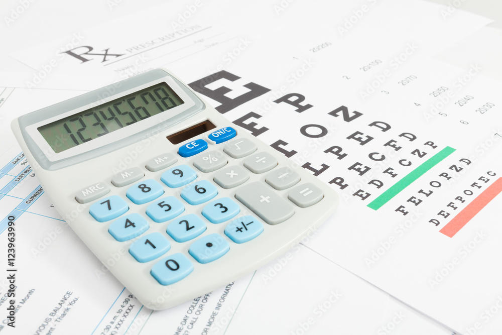 Table for eyesight test and medical prescription form with calculator neat it series Table for eyesight test and medical prescription form with calculator neat it series