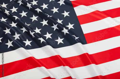Close up studio shot of ruffled flags - United States of America