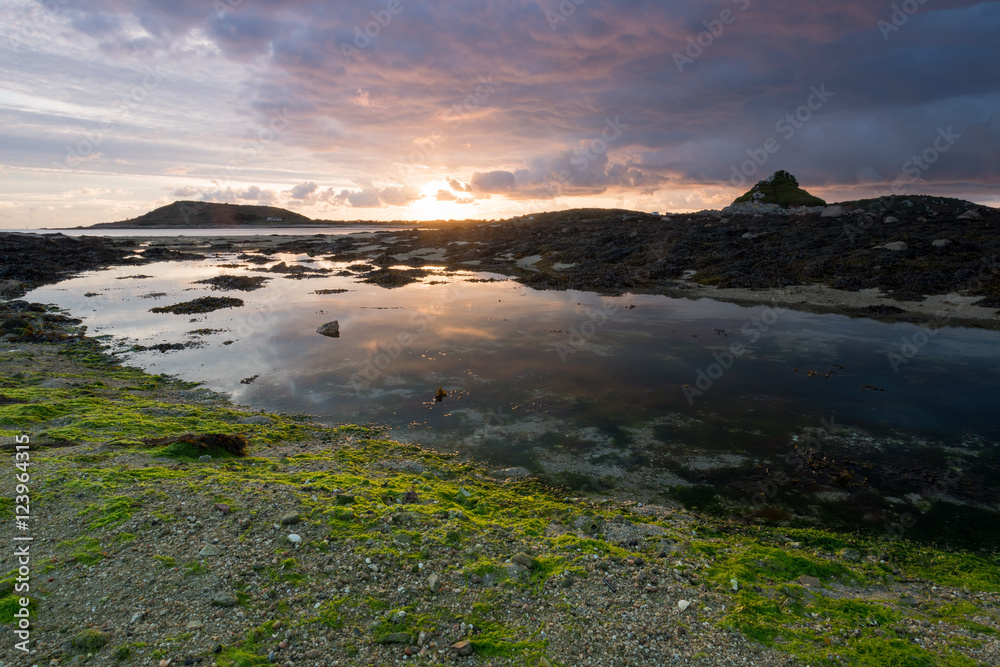 sunset on the isles of scilly Tresco cornwall england uk 