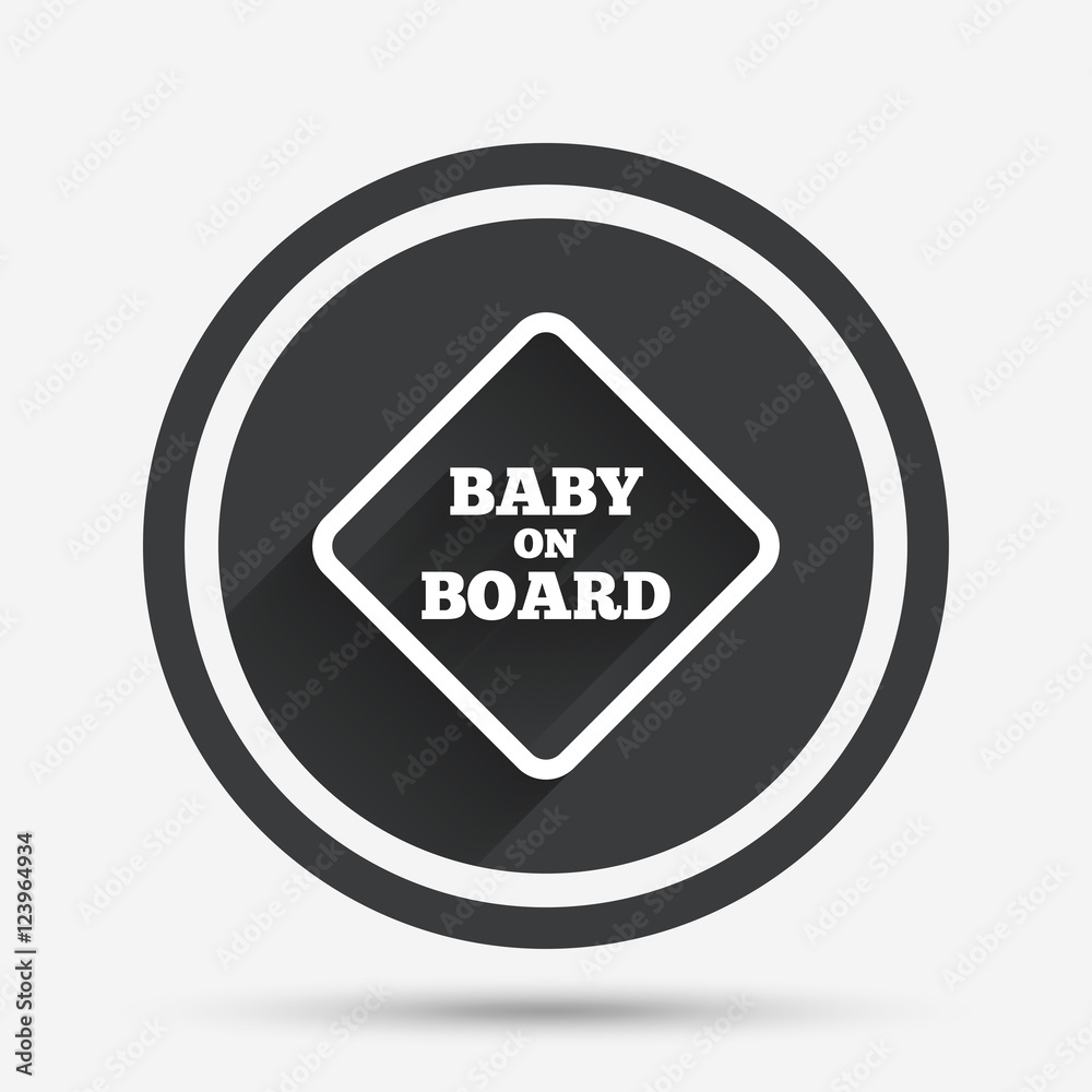 Baby on board sign icon. Infant caution symbol. Baby on board sign icon. Infant caution symbol.