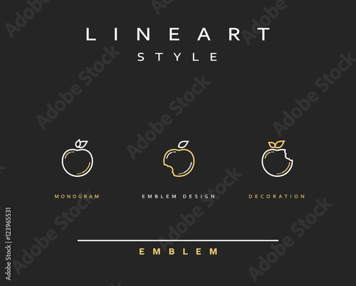 Apple icon style line art. Monogram emblem design style lineart. Icon for web