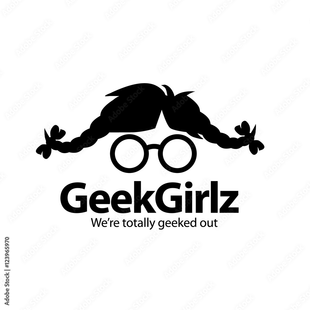 Geek girl icon design. EPS 10 vector.